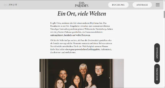 Screenshot der Website hotelparadies.com